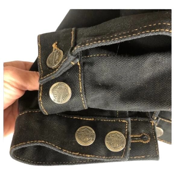 Harley Davidson vintage denim black jacket Ladies cotton size small - Picture 7 of 13